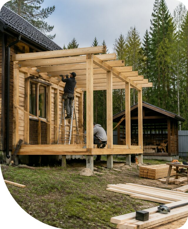 Строительство пристроек и построек на участке в Чайковском