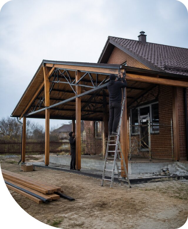 Пристройка навеса к дому и участку в Чайковском под ключ